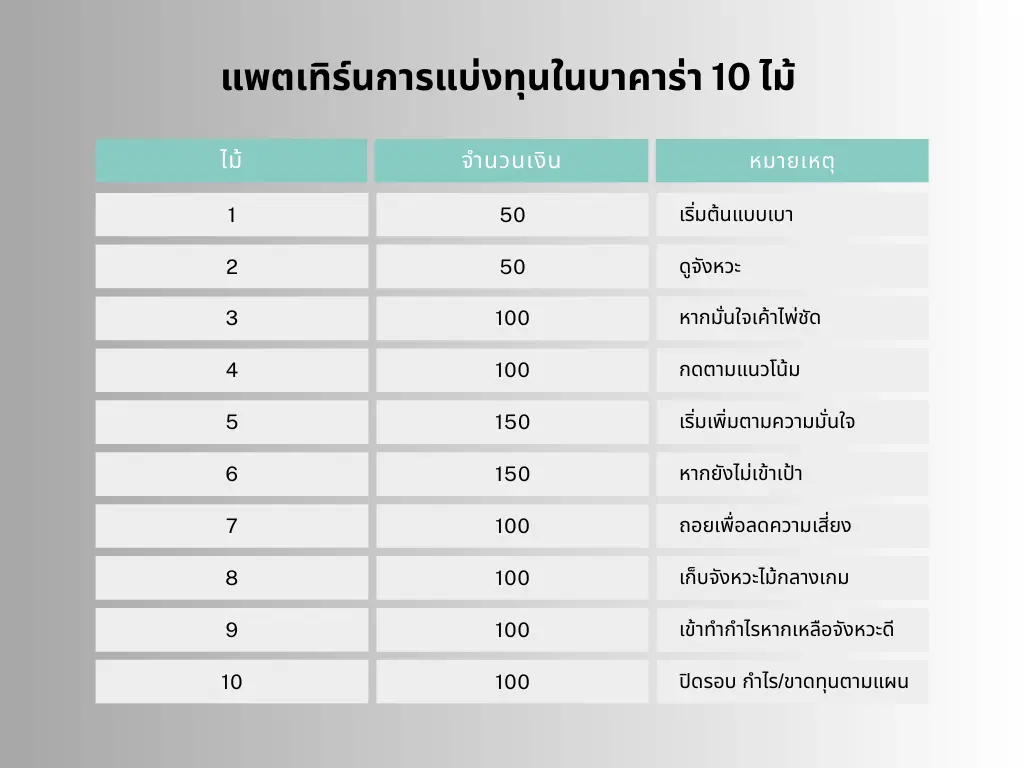 แพตเทิร์นการแบ่งทุนใน 10 ไม้ 